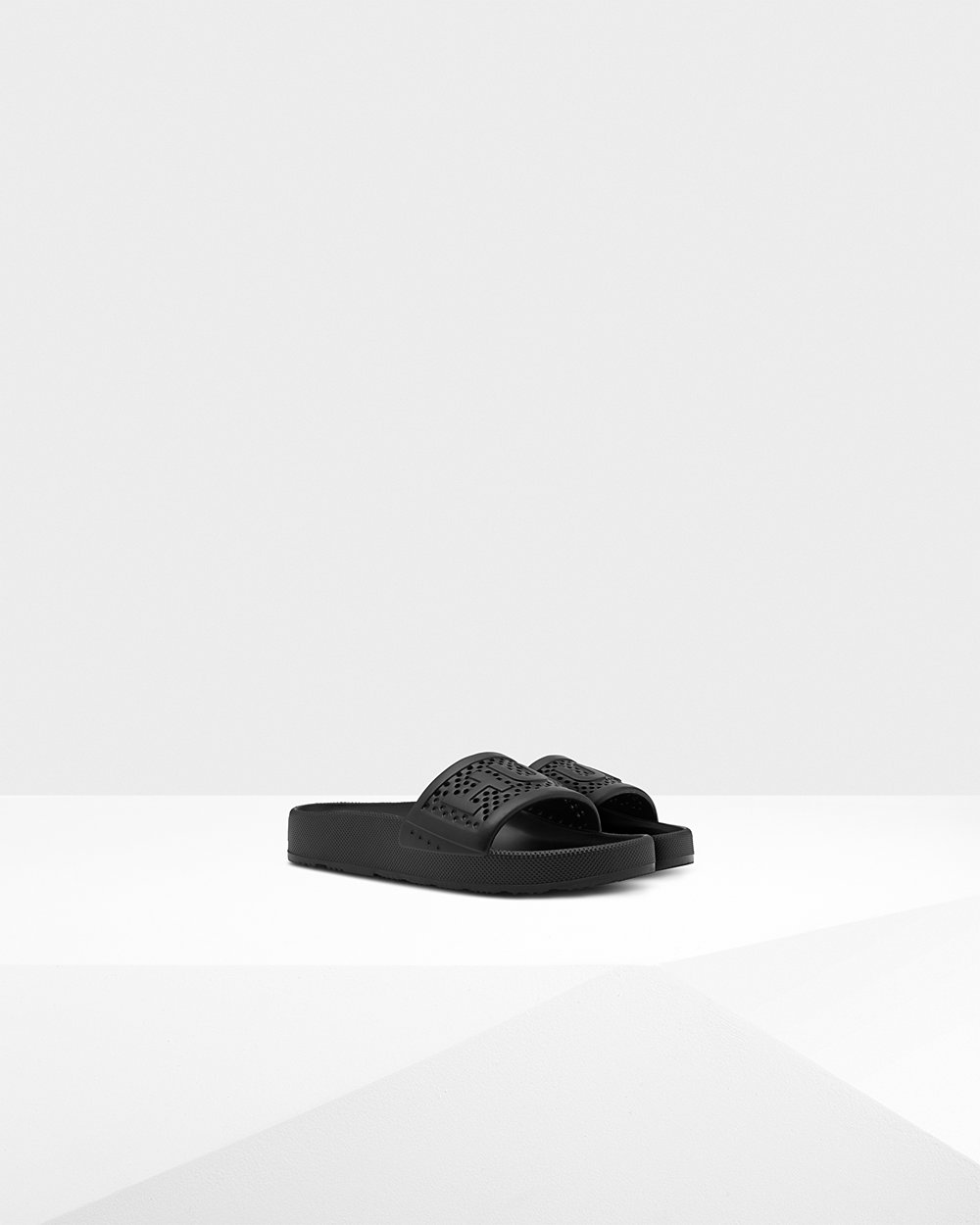 Hunter Original Lightweight Moulded Slides - Buy Online Womens Black - CZVRAK127